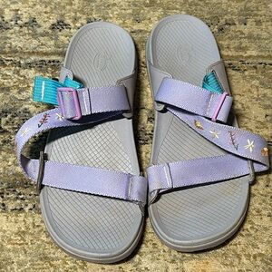 Low down slide Chaco embroidered shoe